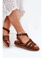 Dámské sandály na platformě se zlatým detailem leopard Kartia