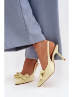 Dámské sandály na podpatku s mašlí Žluté Jonera