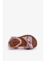 Lesklé dětské sandály na suchý zip, růžová Delphina Lesklé dětské sandály na suchý zip, růžová Delphina