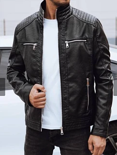 Pánská kožená bunda 11Z8151 černá - FashionStreet