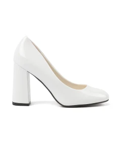 Jedinečné lodičky dámské bílé na širokém podpatku