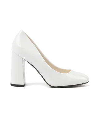 Jedinečné  lodičky dámské bílé na širokém podpatku