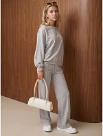 Dámská tepláková souprava se širokými kalhotami, šedá, FashionStreet AY1228 Dámská tepláková souprava se širokými kalhotami, šedá, FashionStreet AY1228