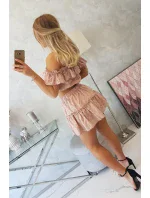 Vyšívaná souprava s kapučínovou halenkou s puntíky