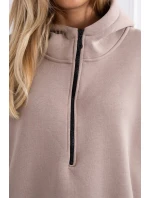 Zateplená mikina s bočními rozparky béžová Zateplená mikina s bočními rozparky béžová