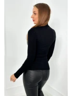 Pletená halenka se zirkonovým motivem černá Pletená halenka se zirkonovým motivem černá