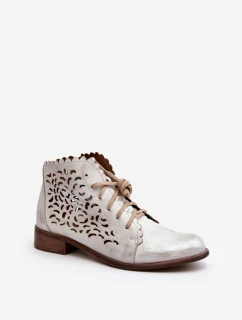 Zazoo 2871 Dámské Botky Šněrovací Stříbrné