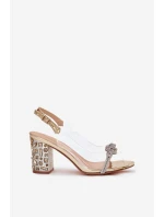 Průhledné Sandály Na Podpatku D&A MR51-705 Zlaté