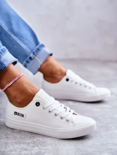 Dámské nízké kožené tenisky Big Star - Bílé