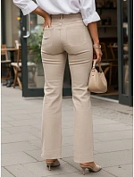 Dámské džíny s vysokým pasem a širokými nohavicemi béžové FashionStreet UY2946 Dámské džíny s vysokým pasem a širokými nohavicemi béžové FashionStreet UY2946