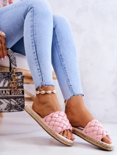 Kožené pletené pantofle Big Star JJ274921 Růžová