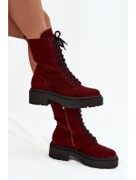 Dámské workery z pravé nubukové kůže s vyhříváním Zazoo 4213 bordó