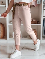 Dámské kalhoty s páskem MADELINA růžové FashionStreet UY2627