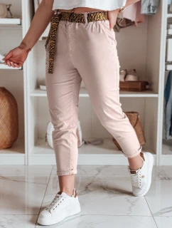 Dámské kalhoty s páskem MADELINA růžové FashionStreet UY2627