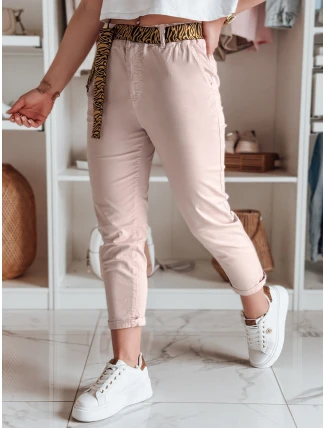 Dámské kalhoty s páskem MADELINA růžové FashionStreet UY2627 Dámské kalhoty s páskem MADELINA růžové FashionStreet UY2627