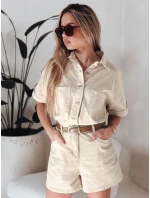 URBANSET béžový FashionStreet krátký džínový overal EY2590