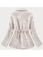 Volný dámský krátký kabát v barvě ecru (2727) Volný dámský krátký kabát v barvě ecru (2727)