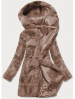 Hnědá dámská bunda-kožíšek s kapucí (br9741-12) Hnědá dámská bunda-kožíšek s kapucí (br9741-12)