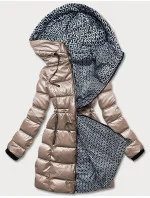 Oboustranná dámská metalická bunda v kakaové barvě (b8070-12) Oboustranná dámská metalická bunda v kakaové barvě (b8070-12)