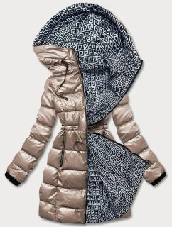 Oboustranná dámská metalická bunda v kakaové barvě (b8070-12)