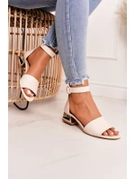 Kožené Sandály Na Zlatých Podpatcích Laura Messi 2143 Béžová