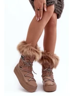 Dámské zavazovací sněhule tmavě hnědé Santero