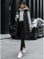 Dámská dlouhá prošívaná vesta černá FashionStreet TY5269 Dámská dlouhá prošívaná vesta černá FashionStreet TY5269