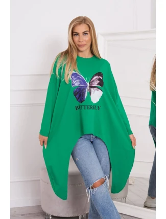 Oversize halenka s potiskem světle zelená