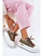 Dámské Tenisky Na Masivní Platformě S Ozdobným Šněrováním Leopardí Hnědé Zidora
