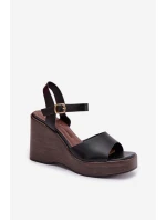 Dámské sandály na platformě Eko kůže Černé Parilisse