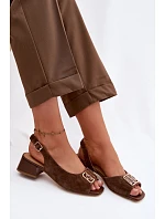 Elegantní sandály z přírodního semiše na podpatku D&A CE61-3127 Hnědé Elegantní sandály z přírodního semiše na podpatku D&A CE61-3127 Hnědé