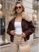 Dámská zimní semišová bunda s kožešinou, vínová, FashionStreet TY5696 Dámská zimní semišová bunda s kožešinou, vínová, FashionStreet TY5696