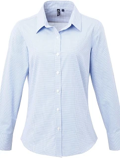 Premier PR 320 Popelínová kostkovaná halenka s dl. rukávem 39.0320 light blue/white