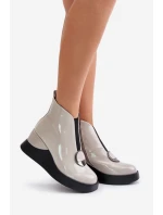 Lakovane Boty Na Klínu Zateplené D&A MR880-136 Světle šedé Lakovane Boty Na Klínu Zateplené D&A MR880-136 Světle šedé