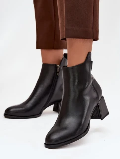 Dámské kožené kotníkové boty na podpatku vyhřívané černé Nolivra