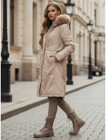 Dámská zimní bunda parka s kožešinou béžová FashionStreet TY5112