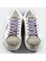 Bílo-fialové dámské tenisky trampky z různých spojených materiálů (1088) Bílo-fialové dámské tenisky trampky z různých spojených materiálů (1088)