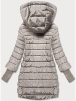 Béžová dámská bunda s úpletovými stahovacími lemy (P22-6637/6682-62)