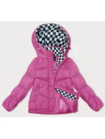 Neonově růžová volná dámská bunda s kapucí (8118)
