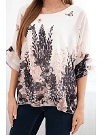 Dámská halenka s plisovaným rukávem a potiskem černá Dámská halenka s plisovaným rukávem a potiskem černá