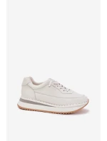 Kožené Dámské Tenisky Na Platformě Big Star RR274A333 Bílé Kožené Dámské Tenisky Na Platformě Big Star RR274A333 Bílé