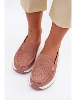 Růžové dámské semišové mokasiny Pevina