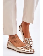 Pohodlné kožené dámské baleríny zlate Luka