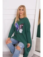 Oversize halenka s potiskem tmavě zelená Oversize halenka s potiskem tmavě zelená