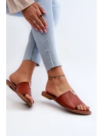 Dámské sandály z eko kůže na ploché podrážce hnědé Maliha