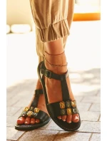 Elegantní dámské sandály s ozdobnými detaily S.Barski Černá Elegantní dámské sandály s ozdobnými detaily S.Barski Černá