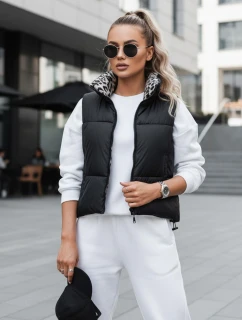 Dámská přechodná krátká prošívaná oboustranná vesta LEOVELLA černá FashionStreet TY4649