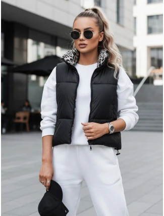 Dámská přechodná krátká prošívaná oboustranná vesta LEOVELLA černá FashionStreet TY4649
