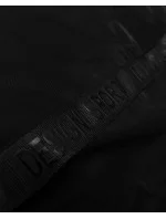 Černá jednoduchá dámská bunda s kapucí LHD (LHD-24592)