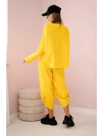 Bavlněná mikina kalhoty set tmavě žlutá